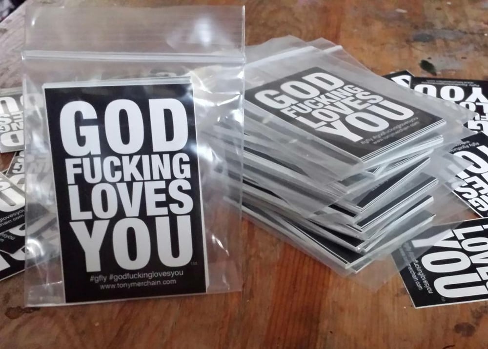 Image of Black and White GFLY stickers.