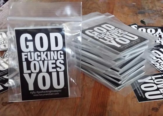Image of Black and White GFLY stickers.