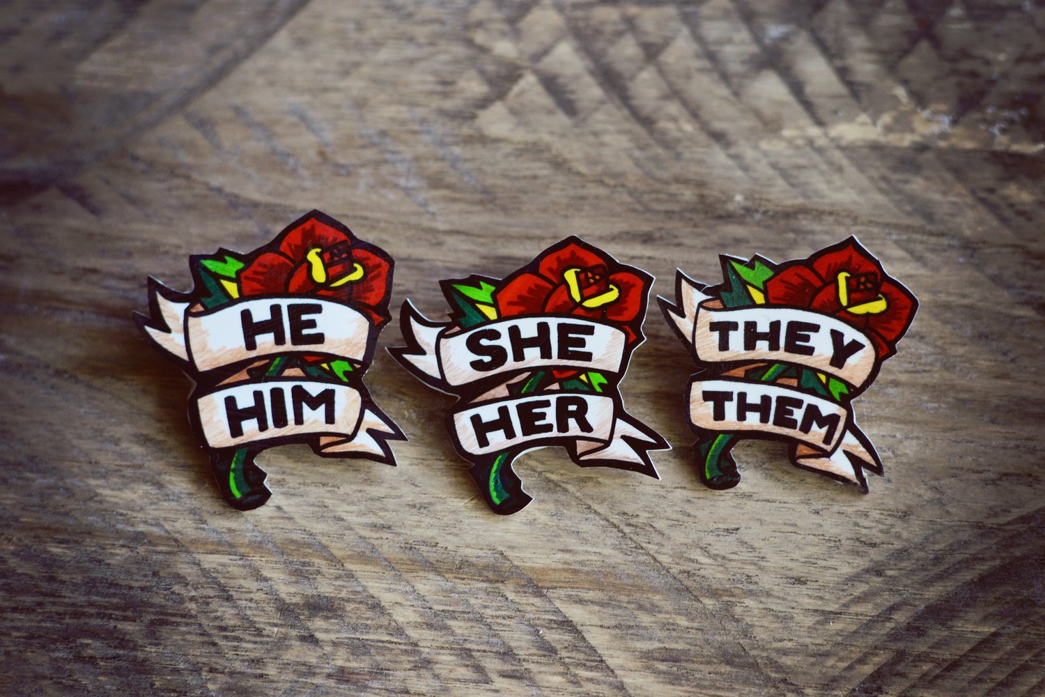 Image of Rose Pronoun Pin