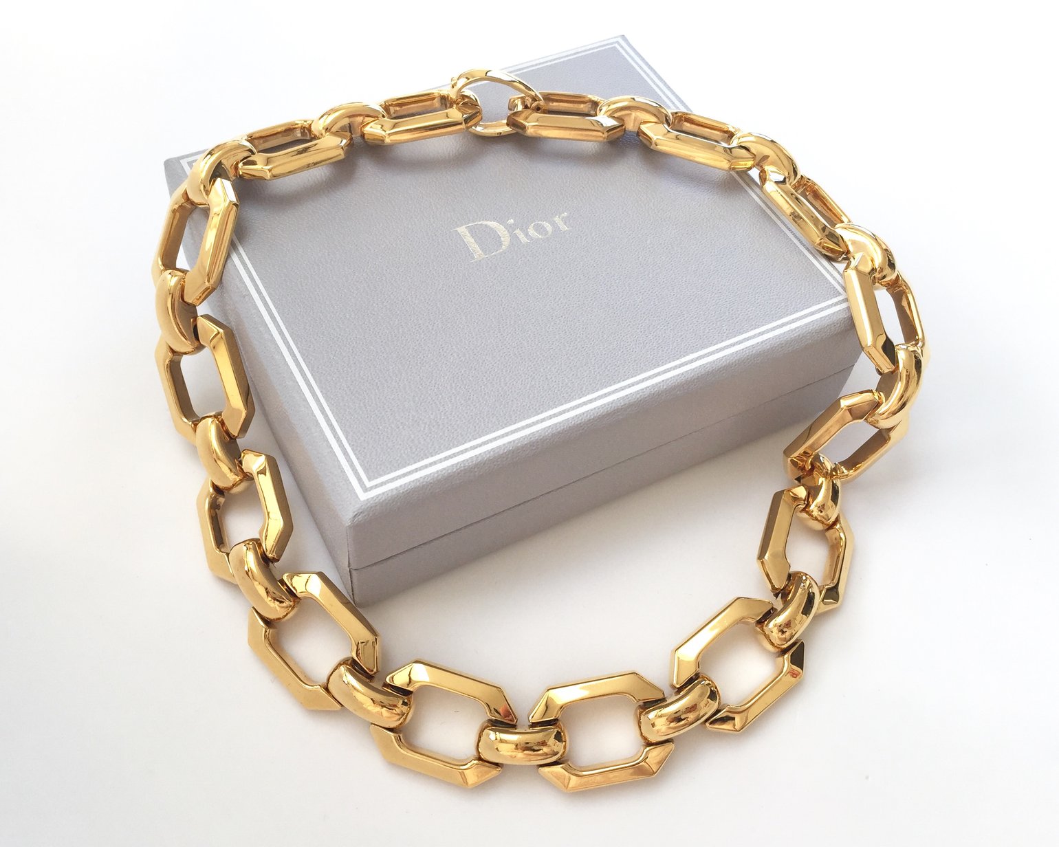 Rare Authentic Vintage Christian DIOR Gold Tone Chunky Chain Choker ...