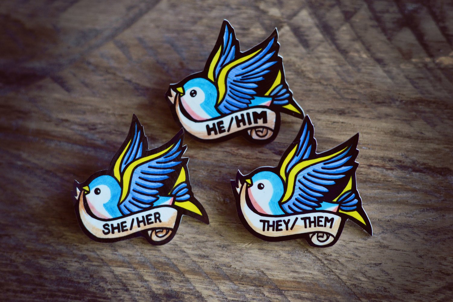 Image of Swallow Pronoun Pin