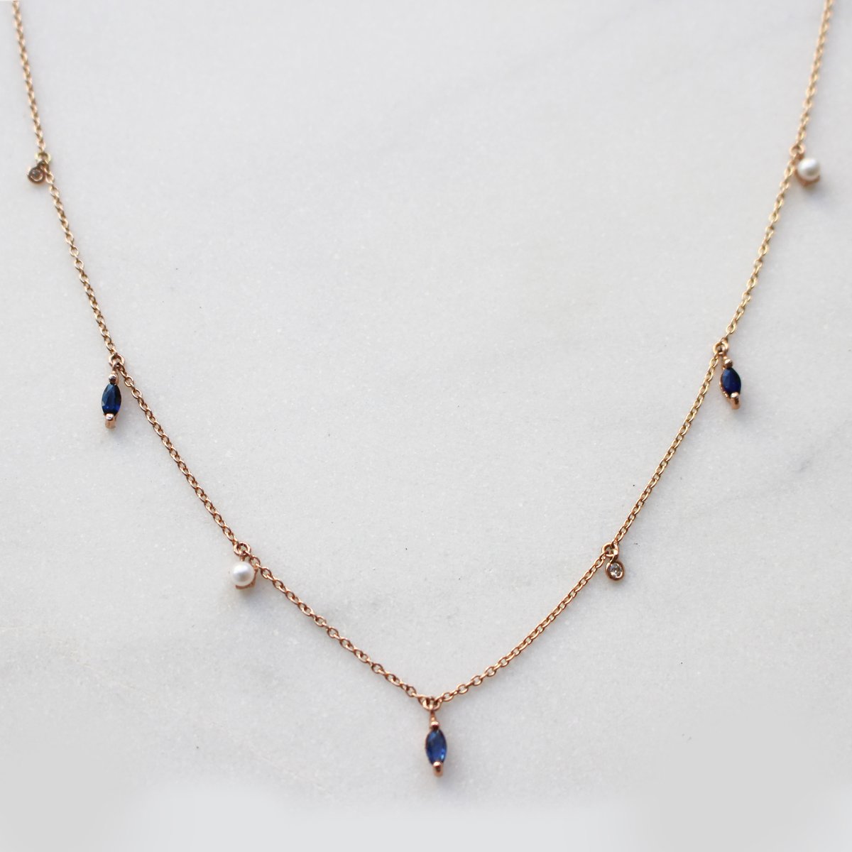 Image of Sapphire Marquise Drop Necklace