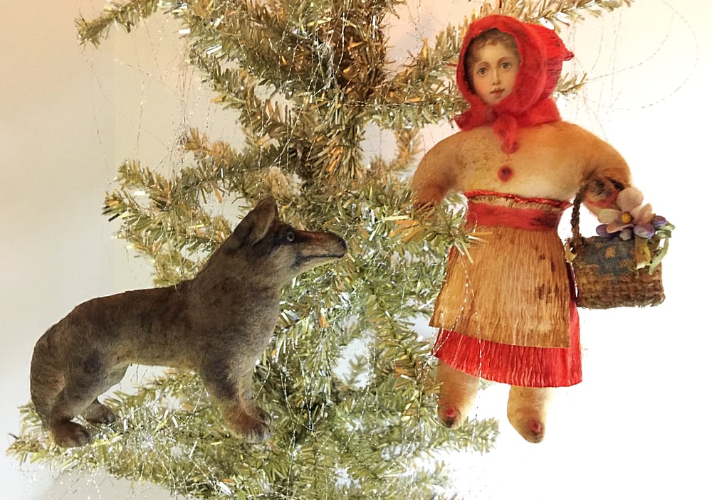 Image of Red Riding Hood and Wolf Ornament Set of 2