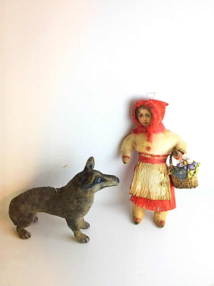 Image of Red Riding Hood and Wolf Ornament Set of 2