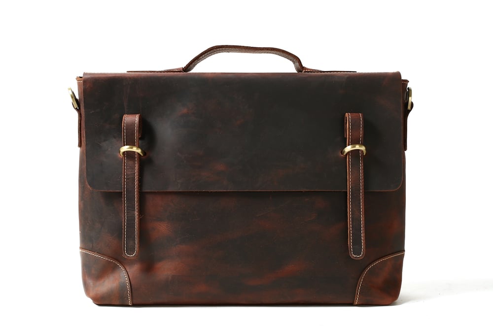 Image of Vintage Men Leather Briefcase, Messenger Bag, Laptop Bag 0341