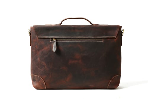 Image of Vintage Men Leather Briefcase, Messenger Bag, Laptop Bag 0341