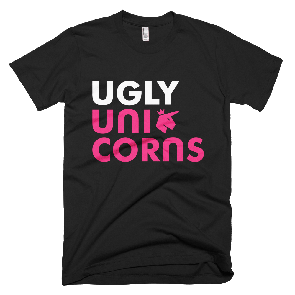 Image of Ugly Unicorns Stacked Logo Black Tee - Unisex
