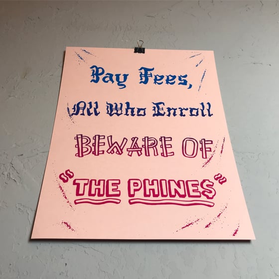 Image of "PAY FEES" print