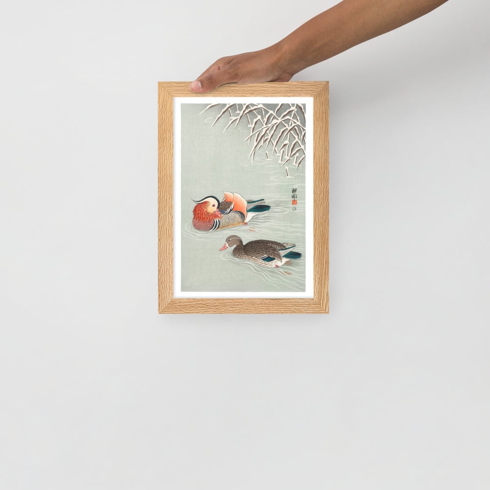 Mandarin ducks - by Ohara Koson - Framed matte paper poster