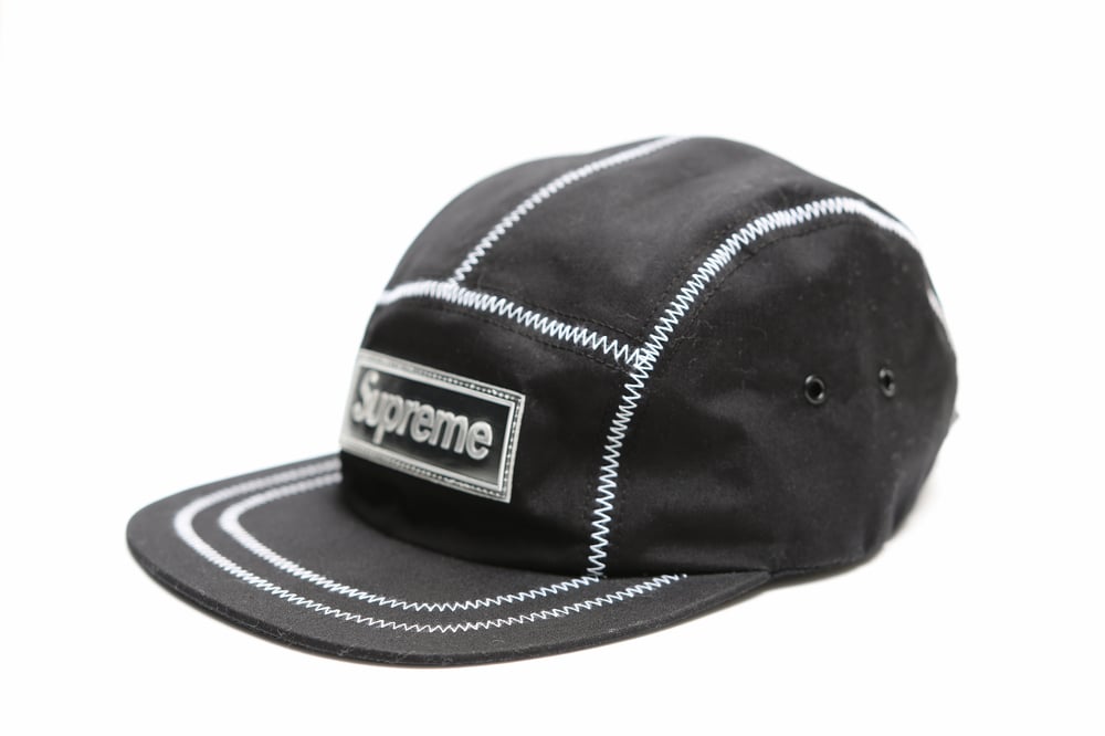 Image of Black Supreme Contrast Stitch Camp Cap