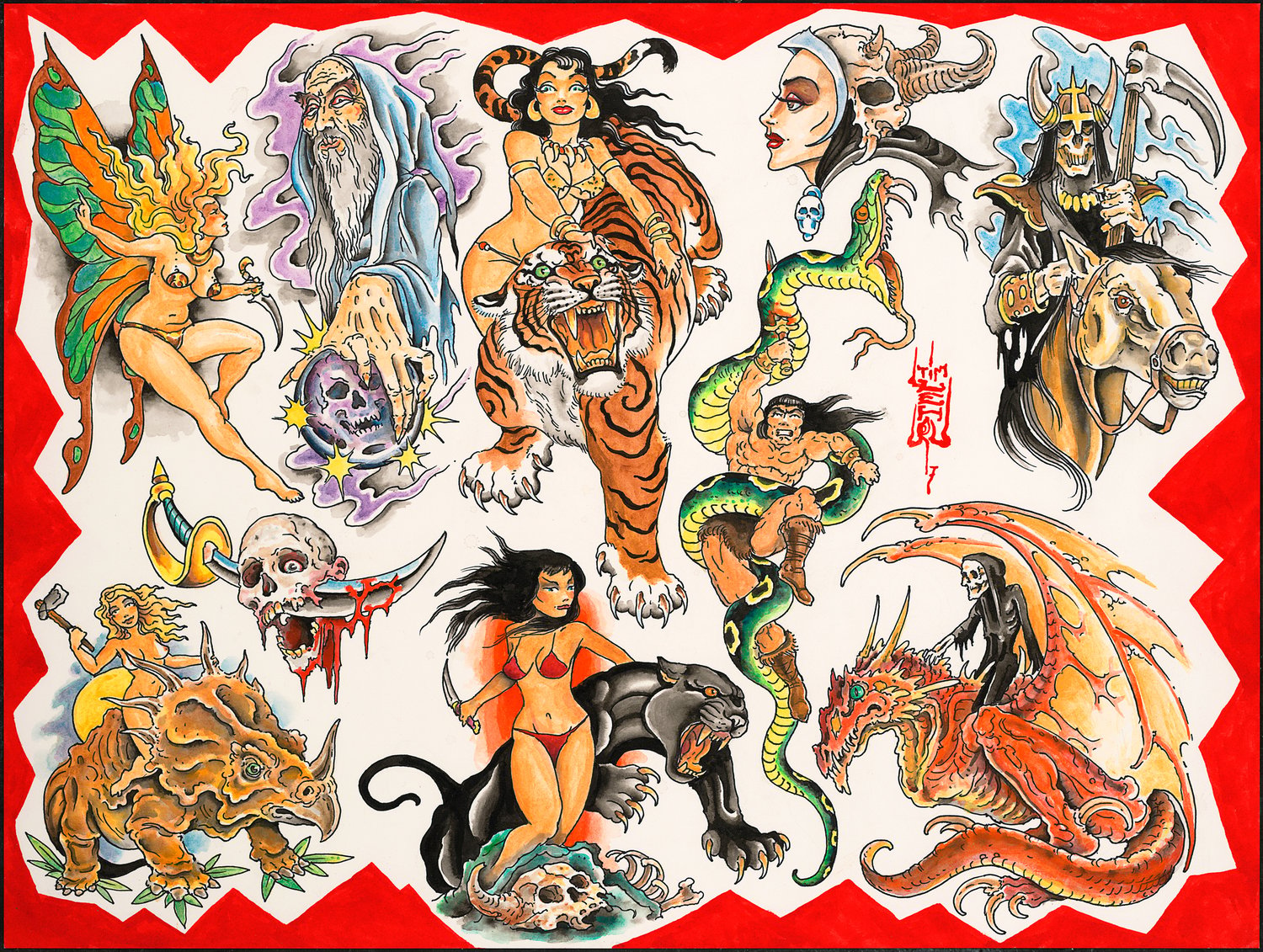 Image of Tim Lehi “Savage Tails Tattoo Designs” Poster