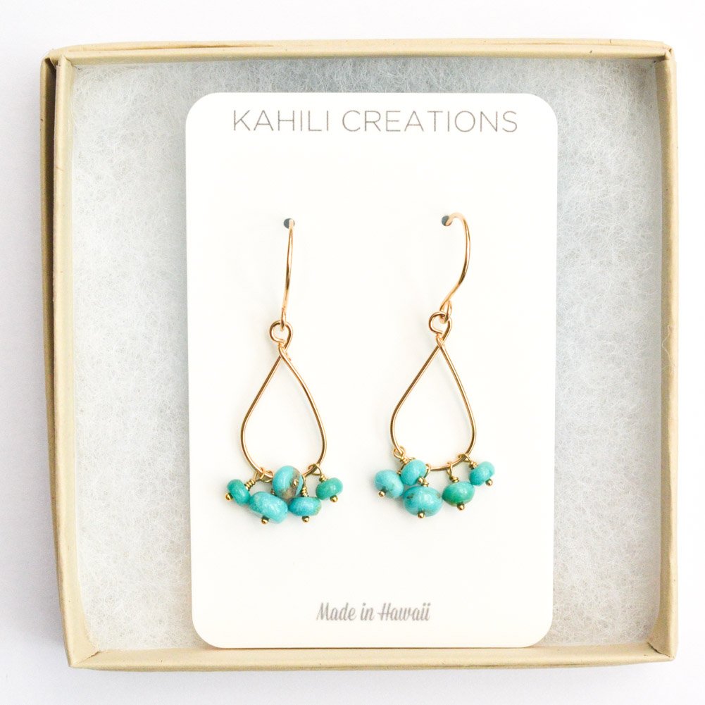 Image of Kingman turquoise earrings 14kt gold-filled