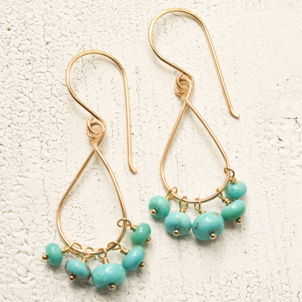Image of Kingman turquoise earrings 14kt gold-filled