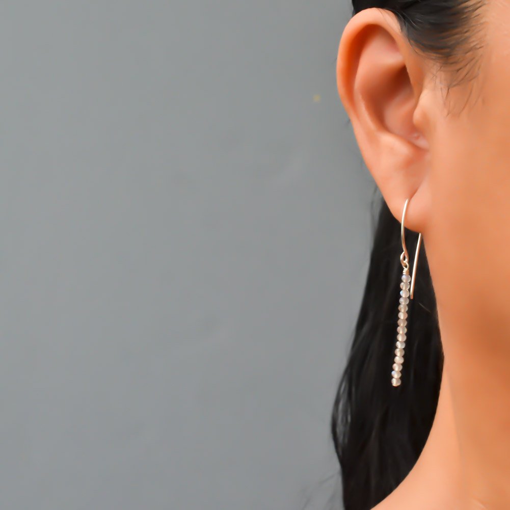 Image of Labradorite line earrings sterling silver