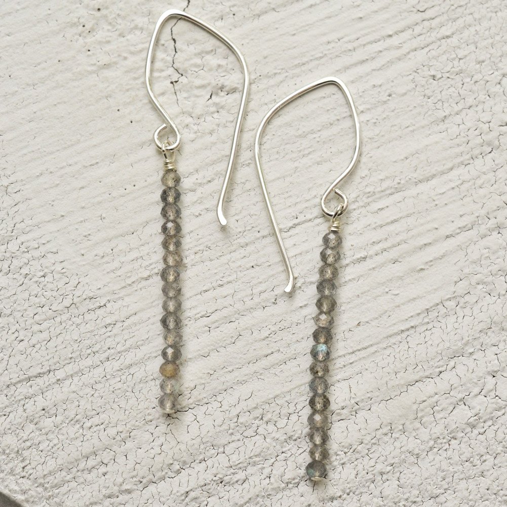 Image of Labradorite line earrings sterling silver