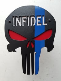 Image 5 of Punisher Skull with "INFIDEL" Hitch Cover - Two Layer