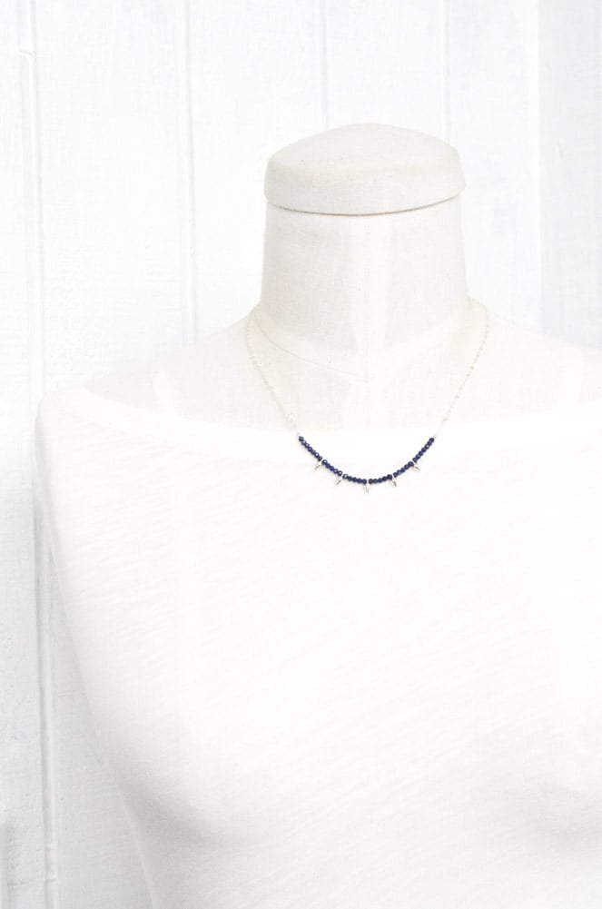 Image of Lapis lazuli sterling silver spike necklace