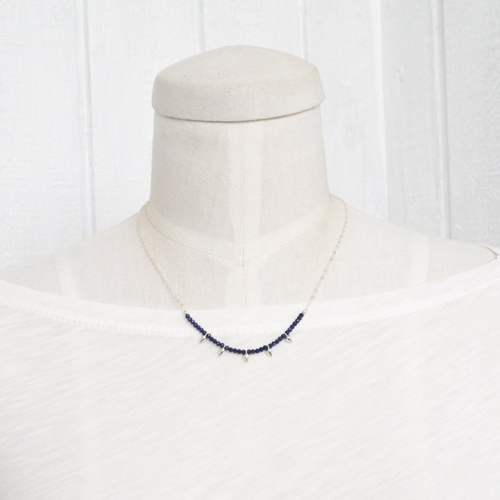 Image of Lapis lazuli sterling silver spike necklace
