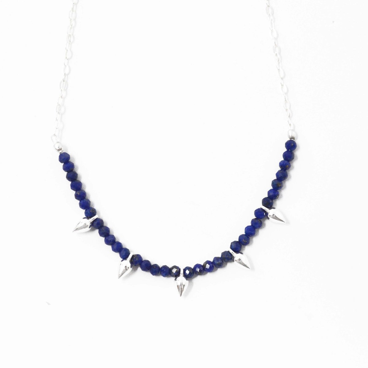 Image of Lapis lazuli sterling silver spike necklace
