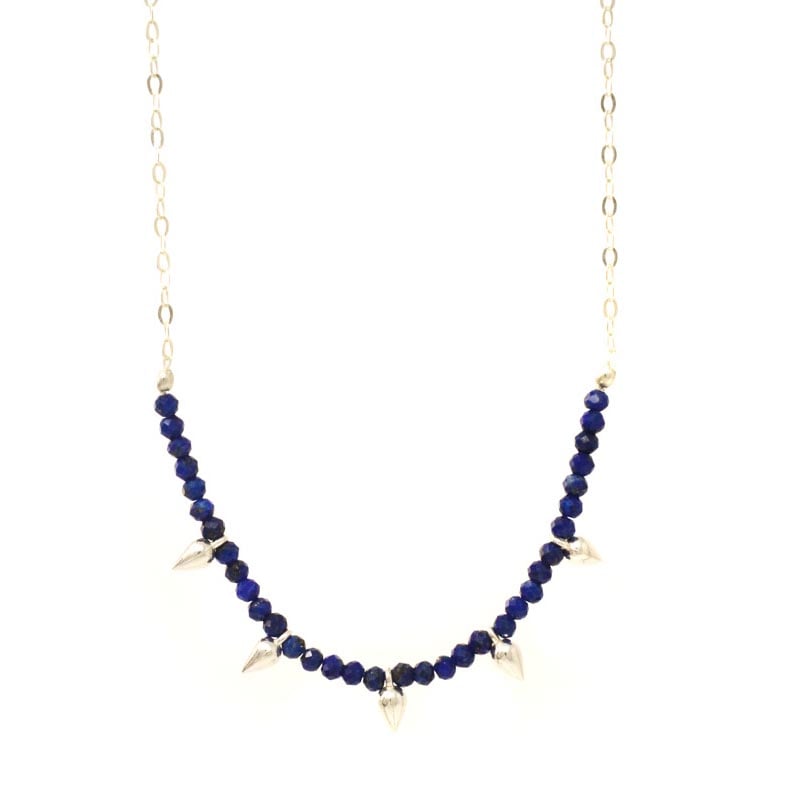 Image of Lapis lazuli sterling silver spike necklace
