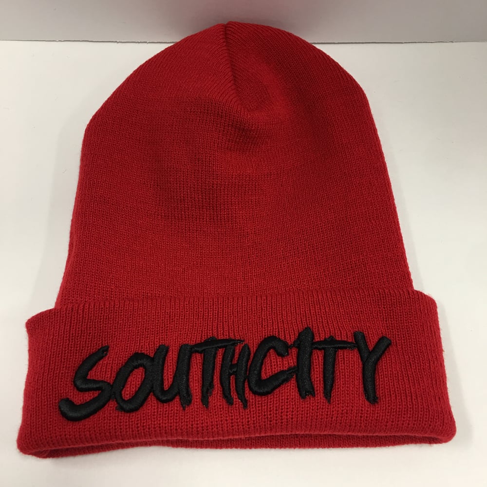 Image of South City Beanie (Red/Black)