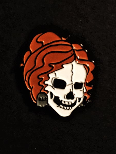 Image of Ms Frizzle Skull Pin