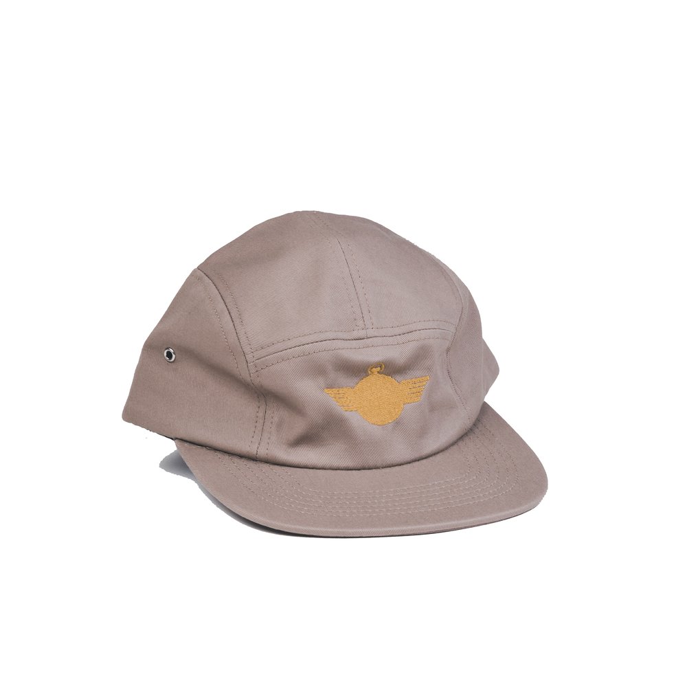 Image of FlyTimez 5 Panel Hat (Stone/Gold)