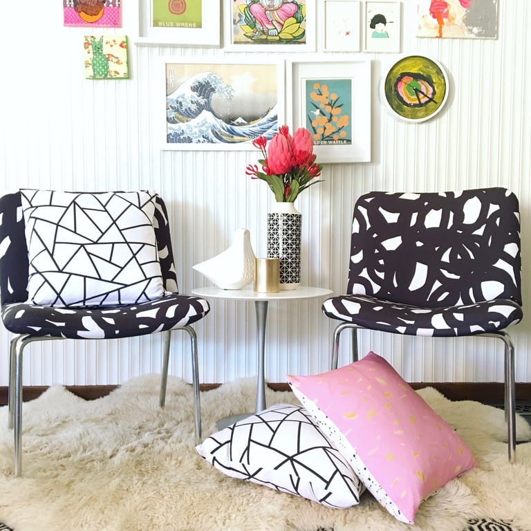 Geometry Black and White Cushion Cover Image 5