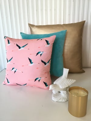 Image of Flamingos In Flight Cushion Cover