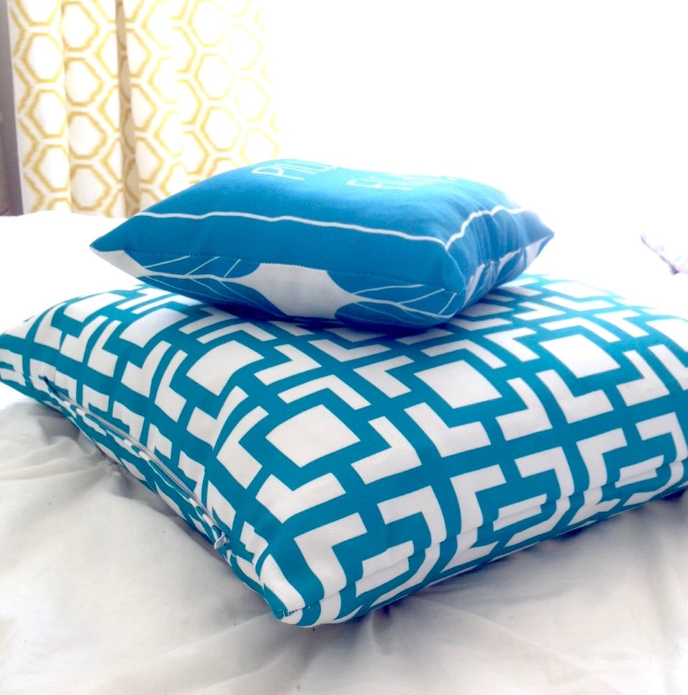 Image of Mod Squares Cushion Cover in Fleur Blue