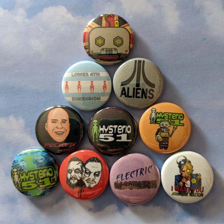 Image of Hysteria 51 Podcast - $5 for 10 buttons! - may take 2-4 weeks to ship