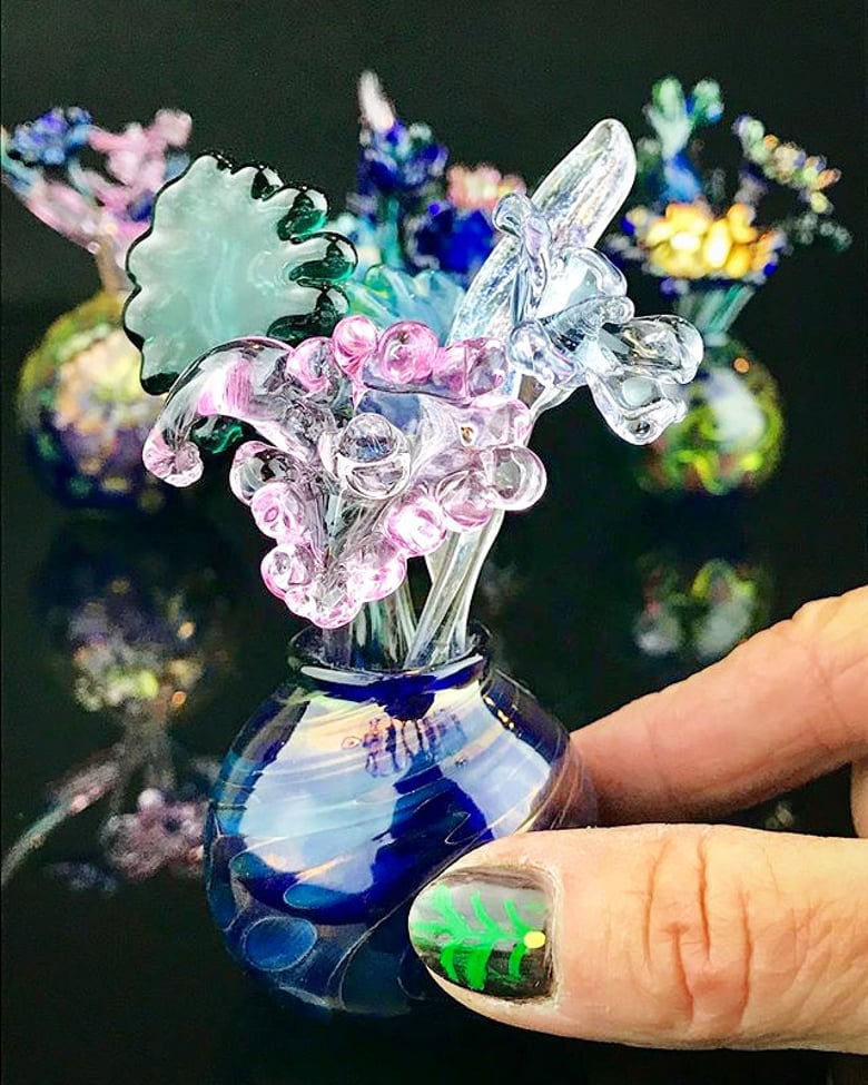 Image of Miniature Glass Flower arrangement that will last a lifetime