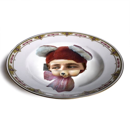 Image of Eyeconic - Marlon Kitsch Face - Vintage French Porcelain Plate - #0579