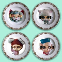 Image 4 of Eyeconic - Winona Kitsch Face - Vintage French Porcelain Plate - #0750