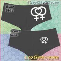 Image 2 of Lez Love Lez HOT PANTS Cheeky Booty Shorts BLK
