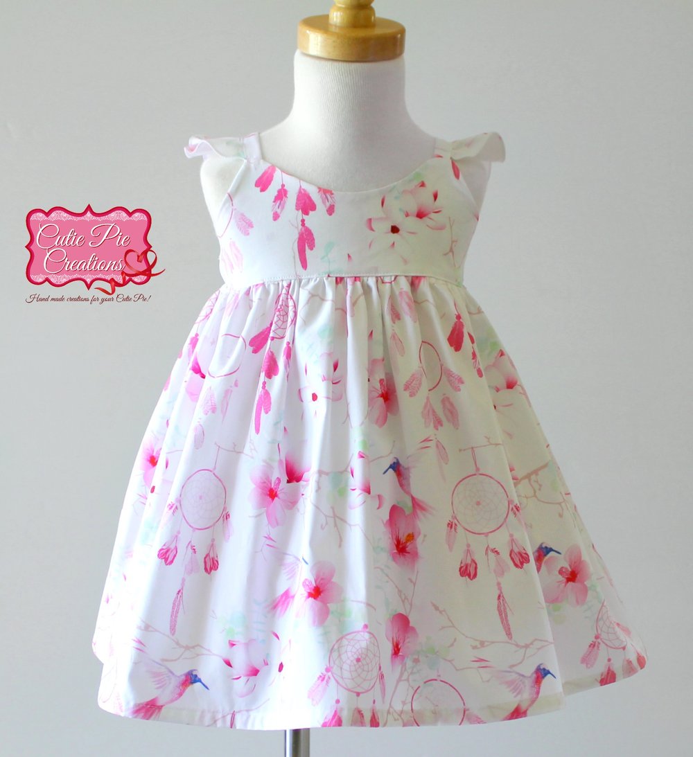Image of White Dreamcatcher Hummingbird Dress - sizes 4 left