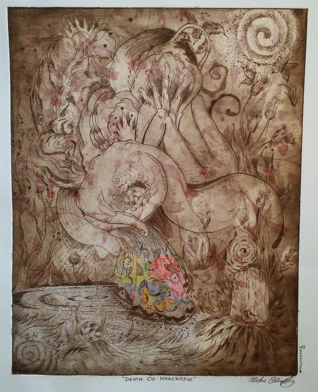 Image of Death of Narcissus Etching - Veins