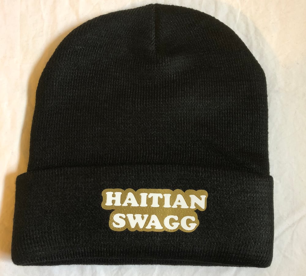 Image of Haitian Swagg white and gold Beanie