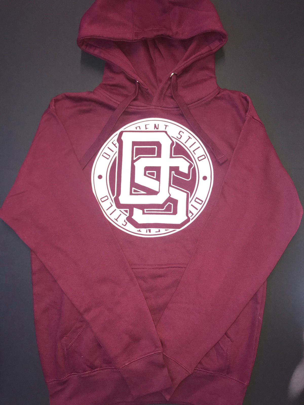 Image of Different Stilo “Burgundy & White” Logo Hoodie