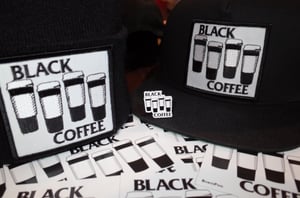 Image of Black Coffee Pin, Patch, Stickers, Totes and Mugs