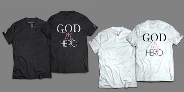 Image of GOD MY HERO BREAST CANCER TSHIRT