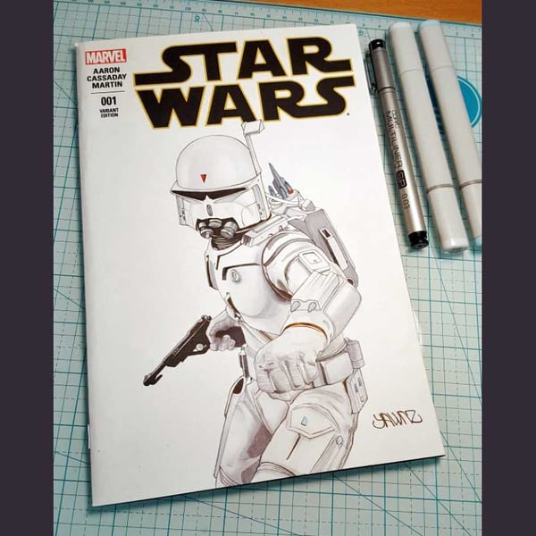 Image of Star Wars #1 - Artist Sketch Cover - Ralp McQuarrie's Original Concept Boba Fett by YAWNZ