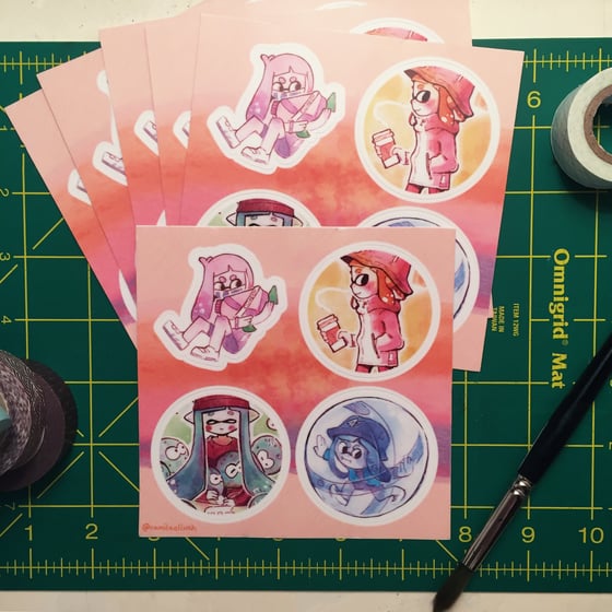 Image of Splatoon Watercolor Sticker Sheet