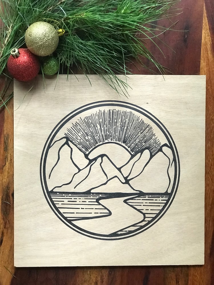 Image of “Mountain River” print on Hardwood