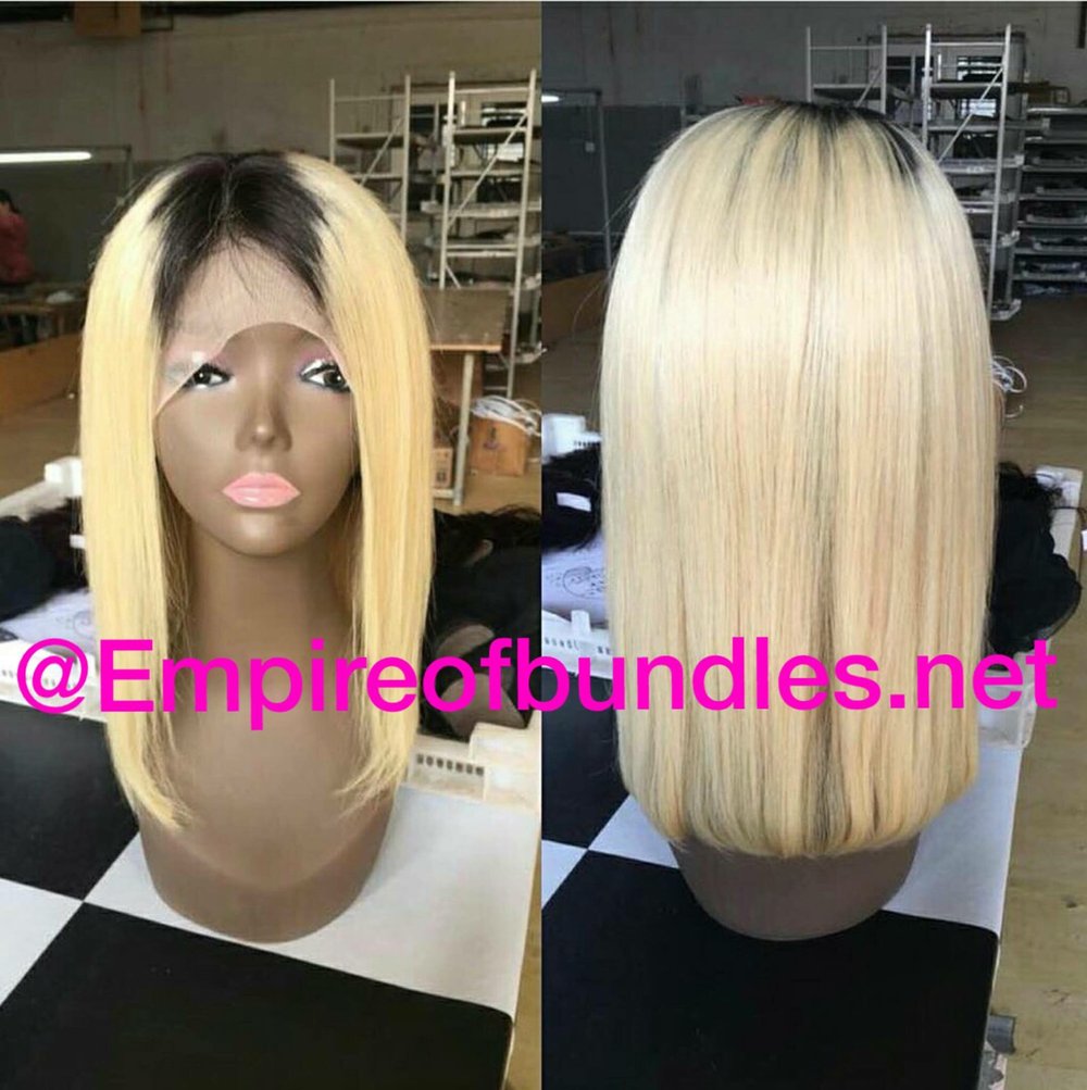 Image of Blonde 12” bombshell with black roots lace front