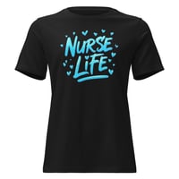 Image 4 of Nurse Life Shirt – Blue Graphic Nurse T-Shirt Script Women’s Tee