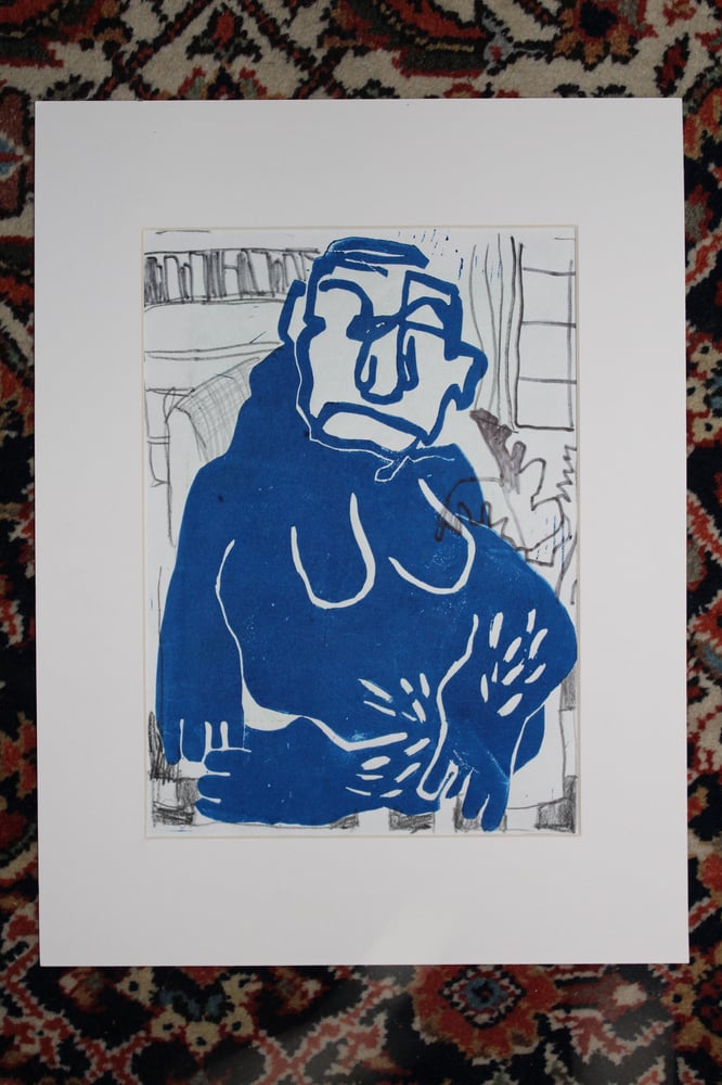 Image of Easy hang out Ape//Linoprint Drawing