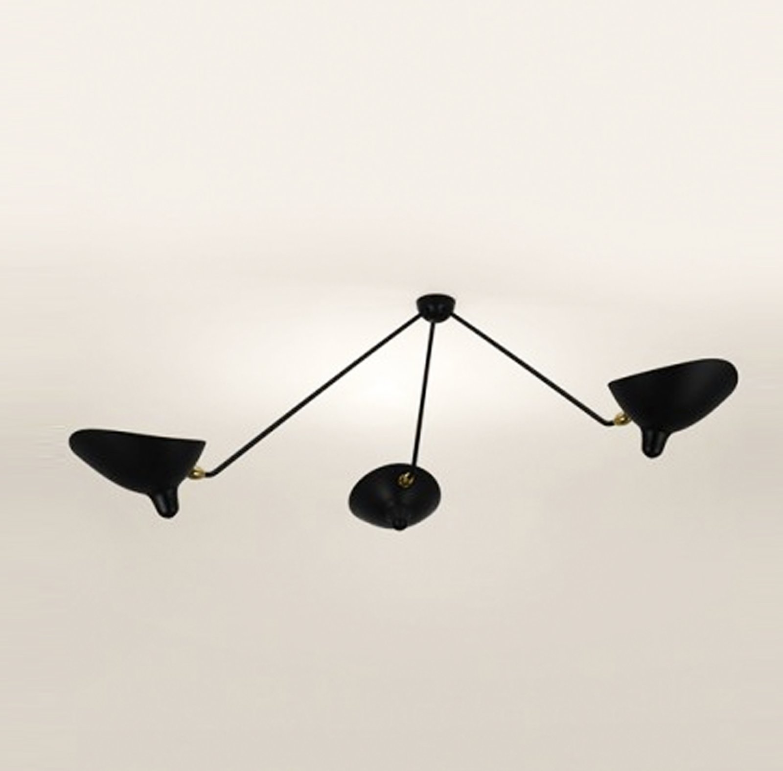Serge Mouille Style 3 Arms Ceiling Lamp Ceiling Spider 3 Fixed