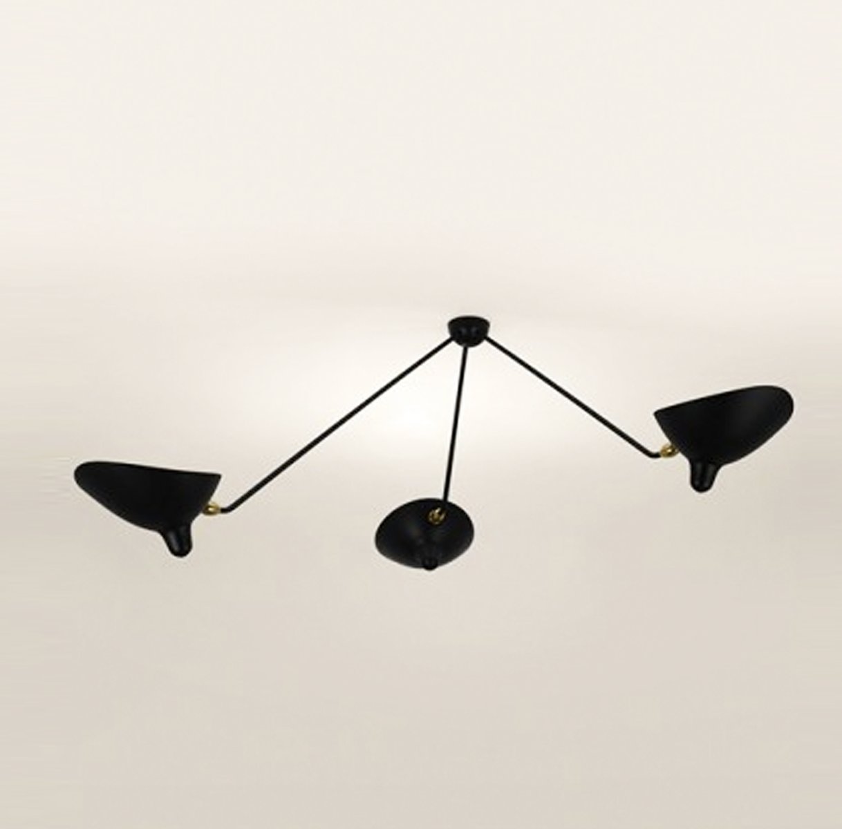 Serge Mouille Style 3 Arms Ceiling Lamp Ceiling Spider 3 fixed arms