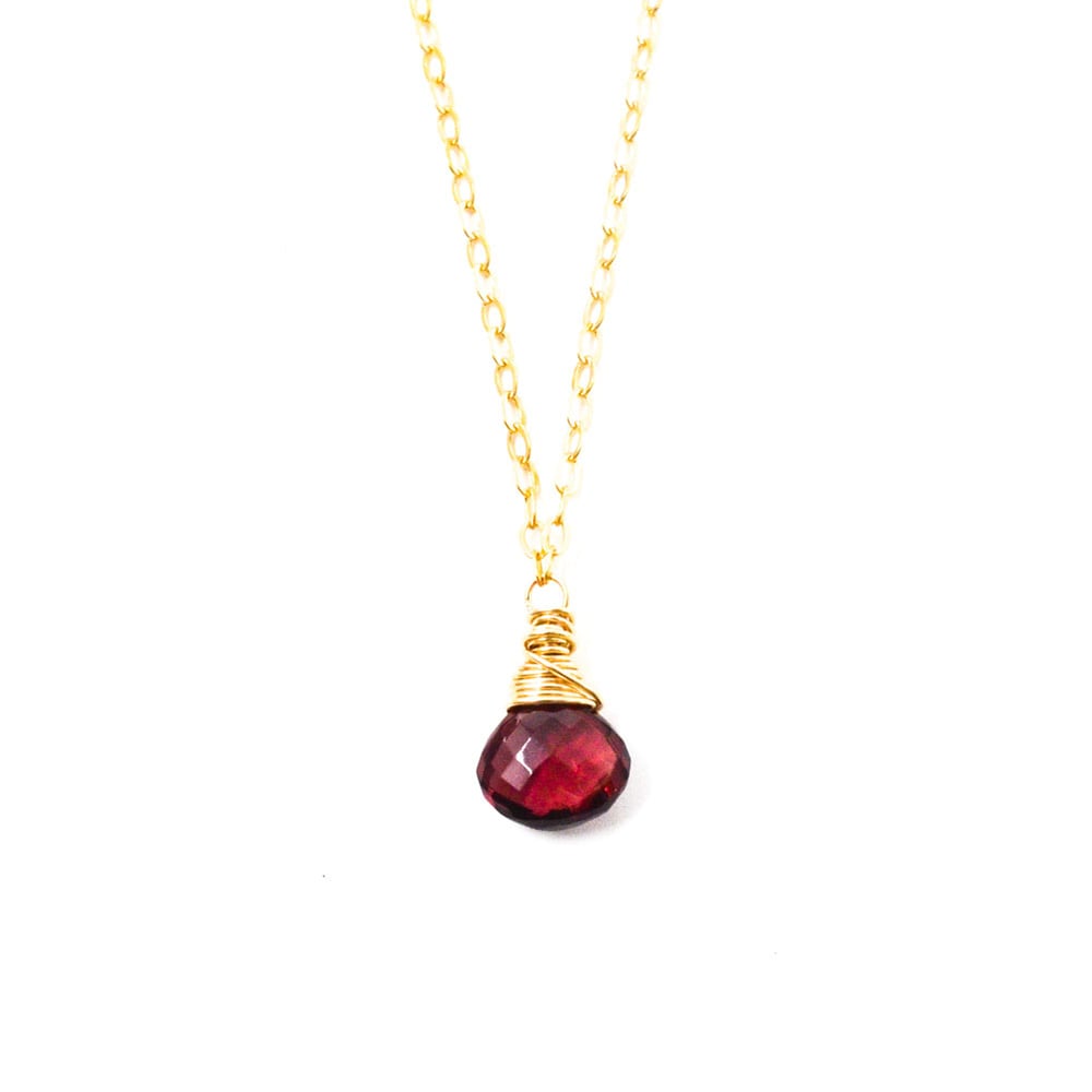 Image of Garnet solitaire necklace